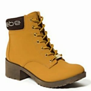 Bebe gold hardware work boots with heel NOT org$69